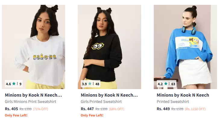 Image of Minions by Kook N Keech Teens Girls Sweatshirt. Starting At @₹405