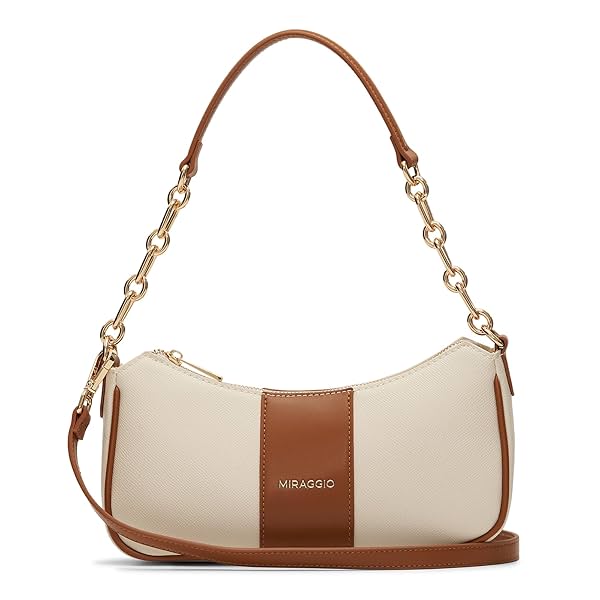 Image of Miraggio Bella Colorblocked Shoulder Bag with Adjustable and Detachable Sling Strap for Women 