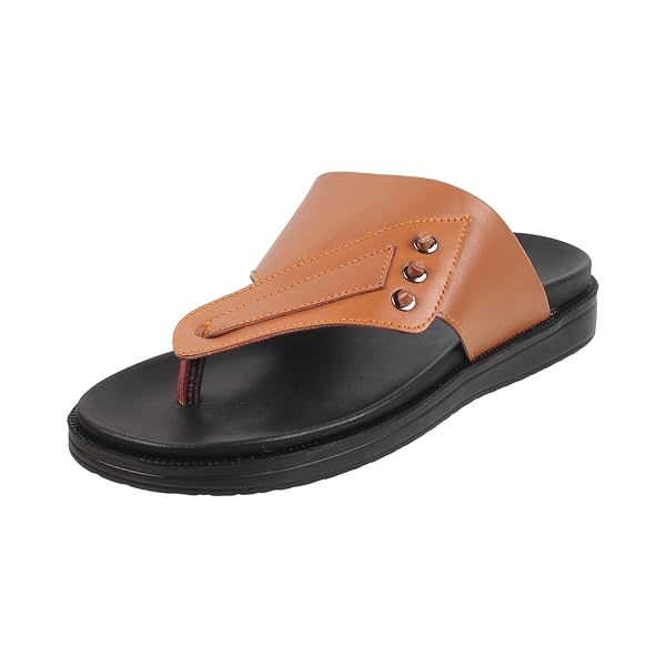 Image of Mochi Men's Faux Leather Embellished Thong Stylish Slipper Sandal