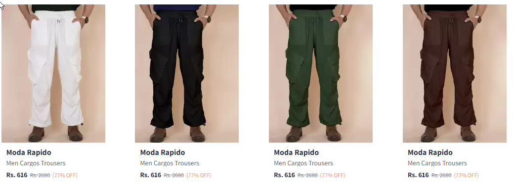 Image of Moda Rapido Men Cargos Trousers Starting At @₹535 