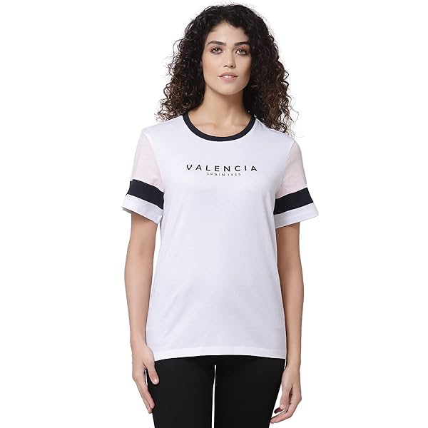 Image of Mode By Red Tape Women White Round Neck T-Shirt