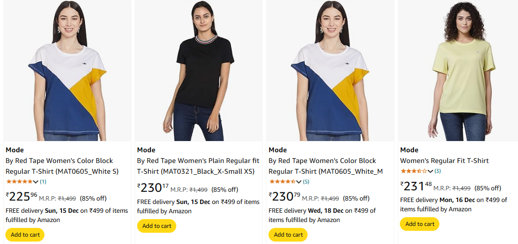 Image of Mode By Red Tape Women's Clothes Starts Price @ ₹225