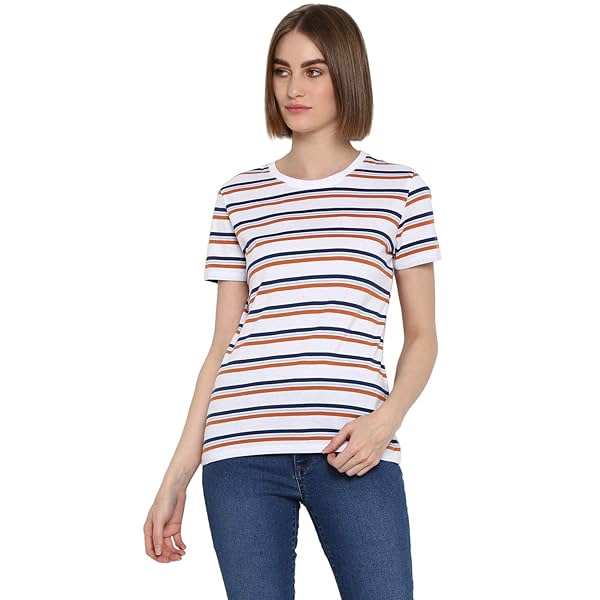 Image of Mode By Red Tape Women's Striped Regular fit T-Shirt