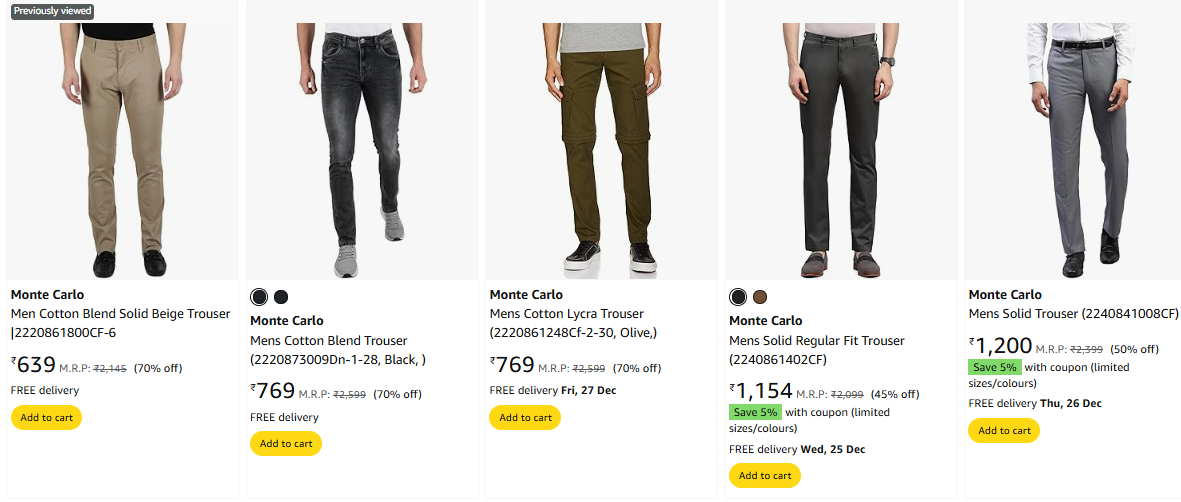 Image of Monte Carlo Men Trouser up to 70% Discount