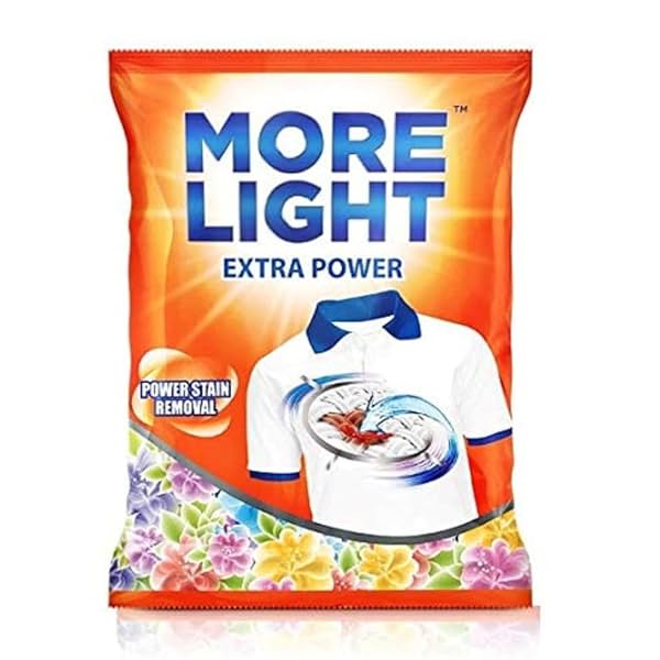 Image of More Light Extra Power Laundry Detergent powder 4kg with Enzymatic Action Removes Tough 