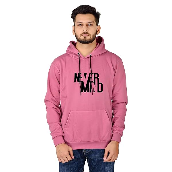 Image of More & More Unisex-Adult Cotton Hooded Neck Never Mind Printed Hoodie