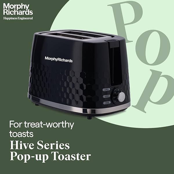 Image of Morphy Richards Hive Series Pop Up Toaster With 2 Slice, Glossy Black, 850 Watts