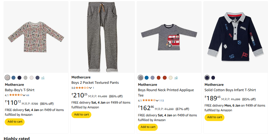 Image of Mothercare Baby-Boy's T-Shirt Starts @ ₹110