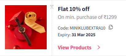 Image of Myntra Coupon: Flat 10% Off On Mini Klub Kid's Fashion