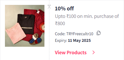 Image of Myntra Coupon: Flat 10% Off on FREECULTR Fashion