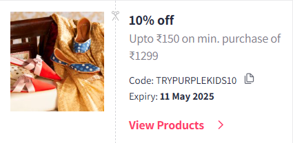 Image of Myntra Coupon: Flat 10% Off on Purple United Kids Fashion