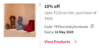 Image of Myntra Coupon: Flat 10% Off on Secrets By Zerokaata Women's Fashion