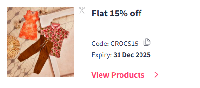 Image of Myntra Coupon: Flat 15% off on Crocs Footwear