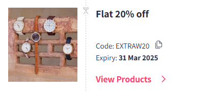 Image of Myntra Coupon: Flat 20% Off on Watches