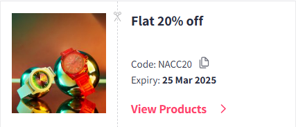 Image of Myntra Coupon: Flat 20% Off on Watches