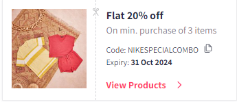 Image of Myntra Coupon: Flat 20% off on Nike Fashion & Clothing