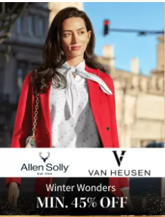 Image of Myntra winter wonder sale : minimum 45% Discount on ALLEN SOLLY & VAN HEUSEN Women's Fashion 