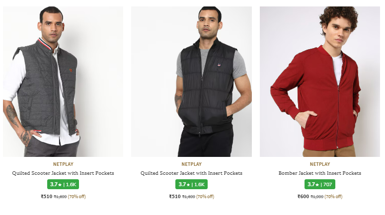 Image of NETPLAY Brand Men's Jacket @ Flat 70% Discount