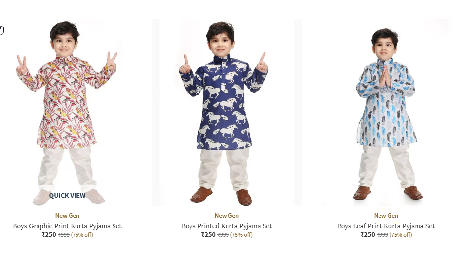 Image of NEW GEN Boys Graphic Print Kurta Pyjama Set Starting At @₹250