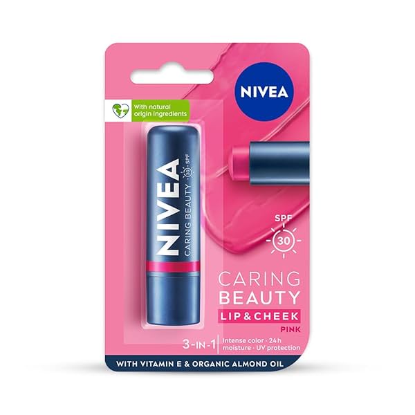 Image of NIVEA Lip Caring Beauty Pink Lip Balm | Lip & Cheek Tint with SPF 30