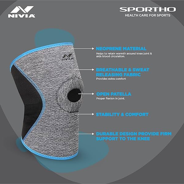 Image of NIVIA Orthopedic Knee Support with Patella Hole Slip-In Premium