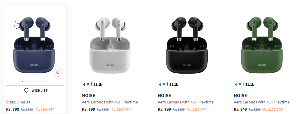 Image of NOISE Buds Aero With 45hrs Playtime Wireless Earbuds Starting Price @ ₹799