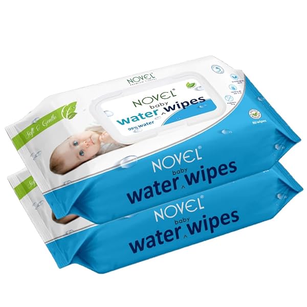 Image of NOVEL Baby 99% Water Wipes 80 Sheets pack of 2 with Lid