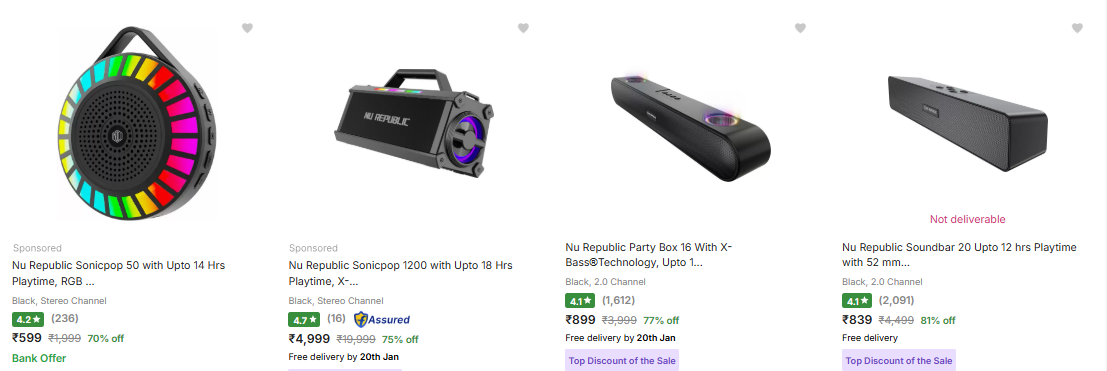 Image of NU REPUBLIC Party Box & Speakers at 70%-81% Discount