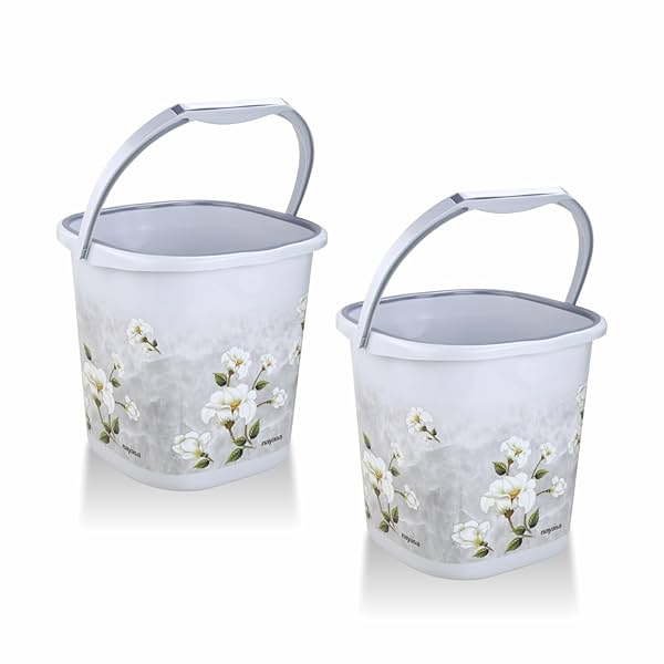 Image of Nayasa Sqr Ring Marble Bucket 18 LTR | Set of 2