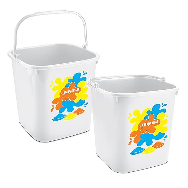 Image of Nayasa Square Plastic Bucket, 7.5L * Set of 2