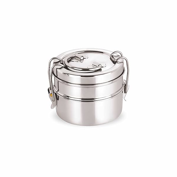 Image of Neelam Clipper Stainless Steel Tiffin Box Set, 2-Pieces, Silver-800 ml