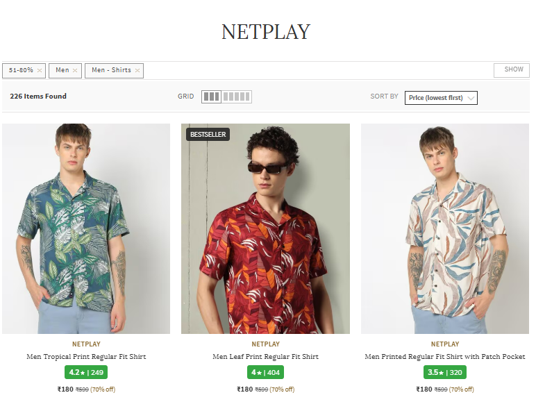 Image of Netplay Men's Shirts Starting ₹180 