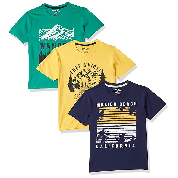 Image of Newport Boy's Regular Fit T-Shirt (NPOBRNK20001G16_Multicolour4 9 Years-10 Years)