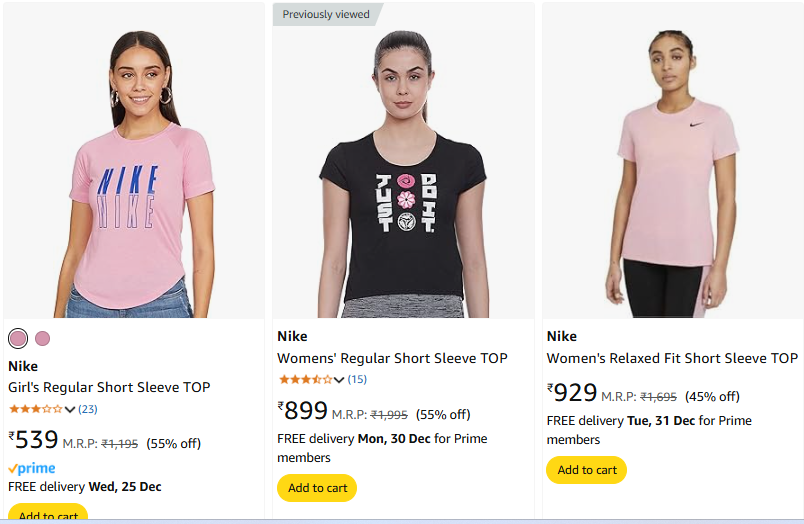 Image of Nike Girl's Regular Short Sleeve TOP up to 55% Discount