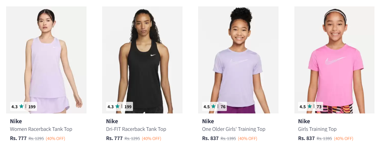 Image of Nike Women's Tops starting at ₹777 