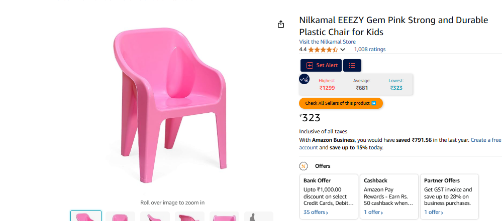 Image of Nilkamal EEEZY Plastic Chair For kids