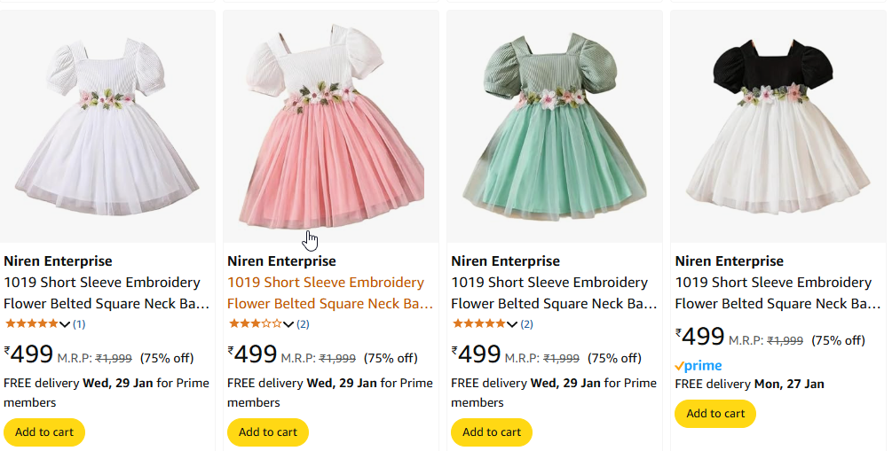 Image of Niren Enterprise Baby Girl Frock Starting @ ₹499