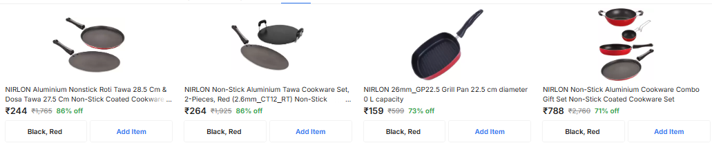 Image of Nirlon Non-Stick Aluminium Kitchen Cookware Items Starting at ₹244