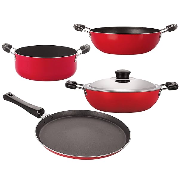 Image of Nirlon Non-Stick Aluminium Odor Free 4 Piece Durable Kitchen Item Combo Set Offer