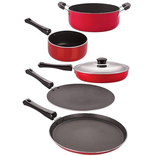 Image of Nirlon Non-Stick Flat Base Gas Compatible Cookware Gift Set Offer, 5 Piece