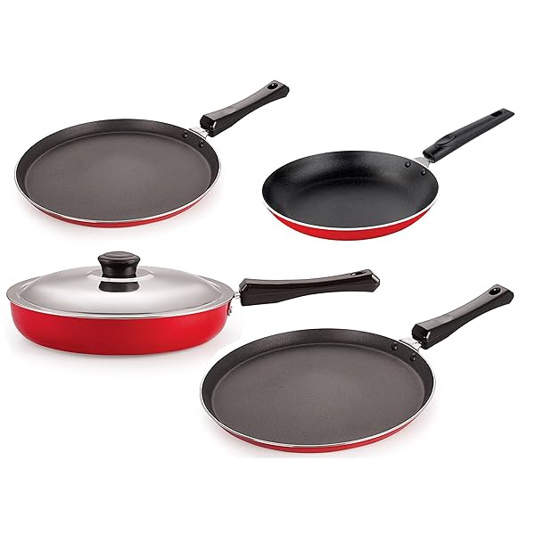 Image of Nirlon Non-Stick Heat Resistance Pot and Pan Combo Kitchen Cooking Set