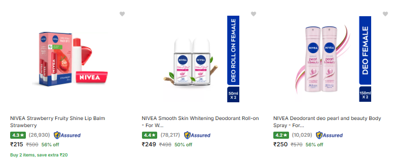 Image of Nivea Beauty Products Minimum 50% Discount