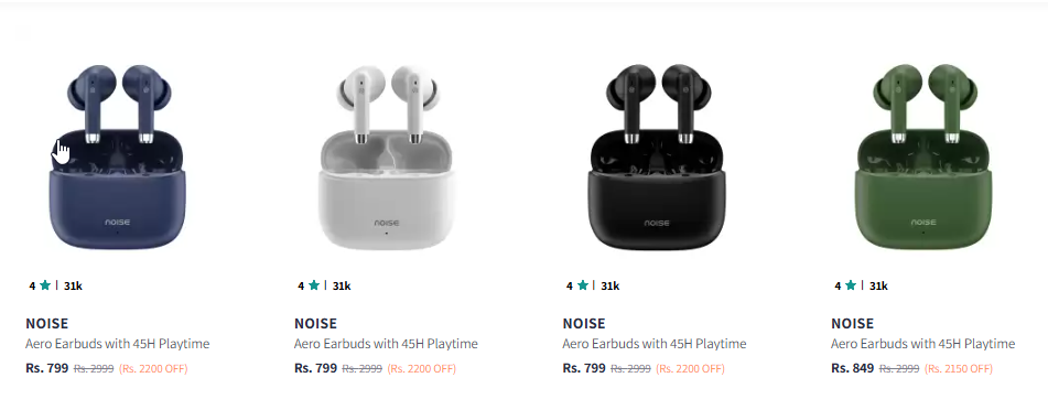 Image of Noise Buds Aero 45hrs Playtime Truly Wireless Earbuds Starting @ ₹799