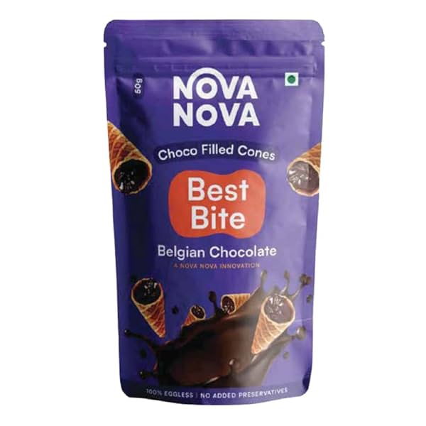 Image of Nova Nova Best Bite Choco Filled Cones - Pack of 2 (100g)