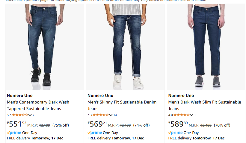 Image of Numero Uno Men's Jeans Min. 50% Discount Starting at just ₹551