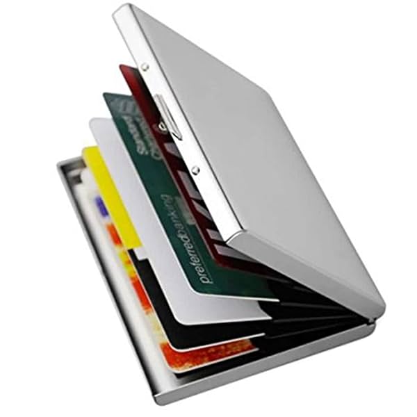 Image of OFIXO Credit Card Holder (6 Slots, RFID, Stainless Steel, Matt-Silver)