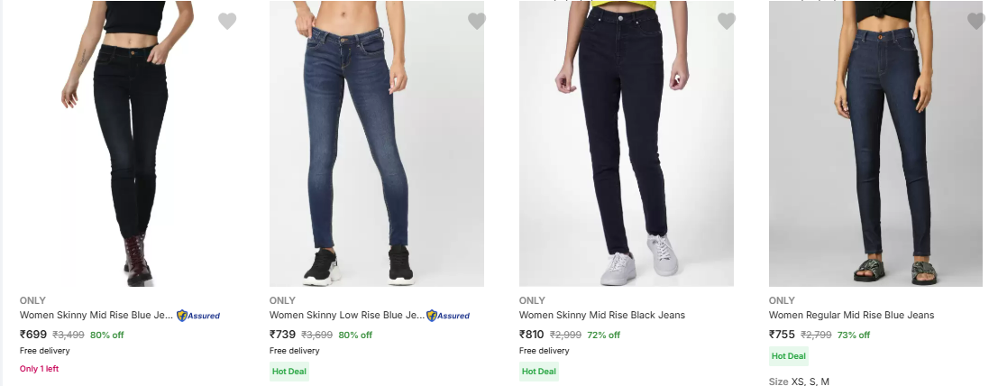 Image of ONLY Women Jeans minimum 70% Discount