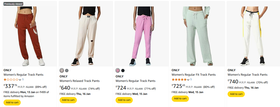 Image of ONLY Women's Track Pants minimum 89% Discount