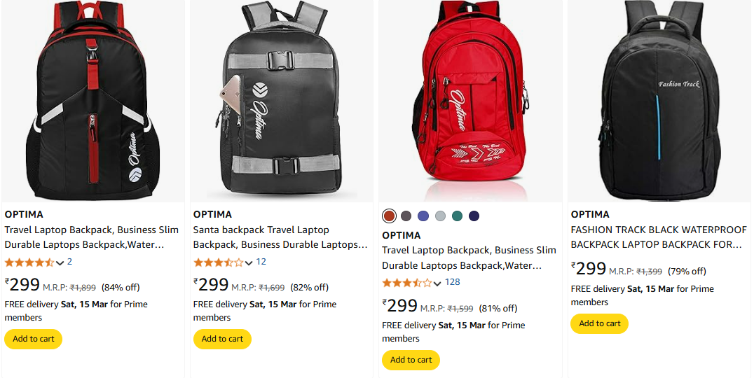 Image of OPTIMA Bag Packs Minimum 80% Discount