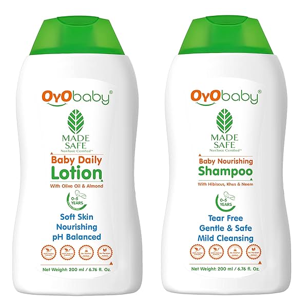 Image of OYO BABY New Born Combo Baby Lotion 200ml and Baby Shampoo for Newborn Babies 200ml Each